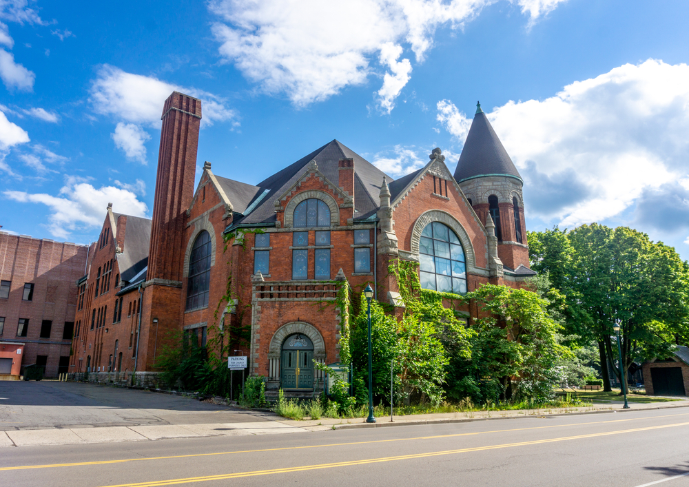 Historic First Baptist Church in Elmira, NY, USA built in 1931.