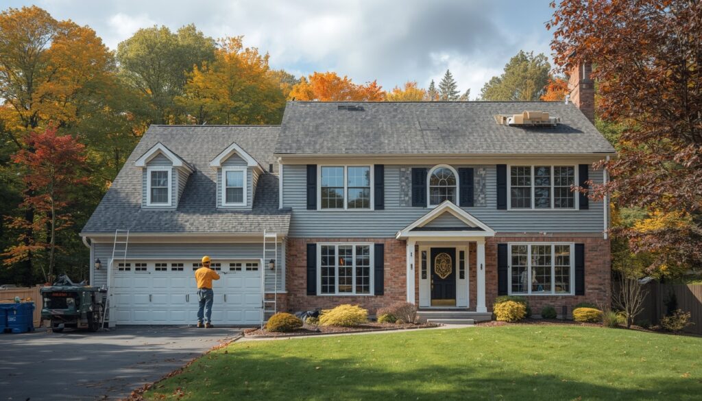 Professional exterior home renovation in Central New York featuring new roofing, siding, windows, and gutters